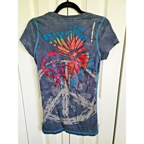 Christian Audigier "C Bar A" Lovestock Ranch T-Shirt‎ Women's M Medium Gray S/S - Picture 1 of 6